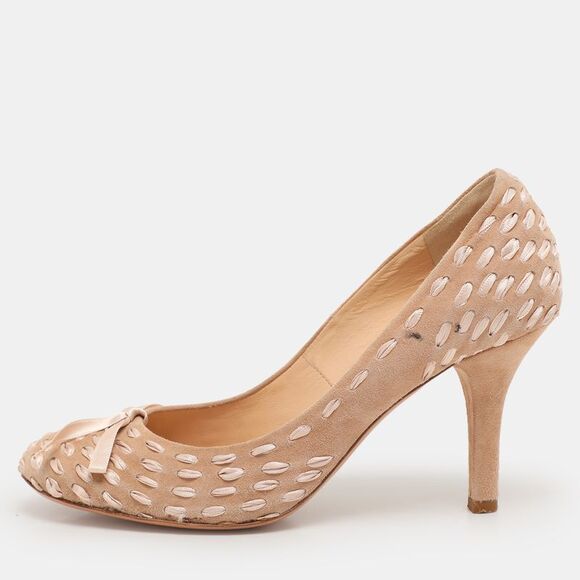 Chloe Beige Woven Fabric And Suede Bow Pumps Size 36,New Products : American Fashion Style Bags On Sale
